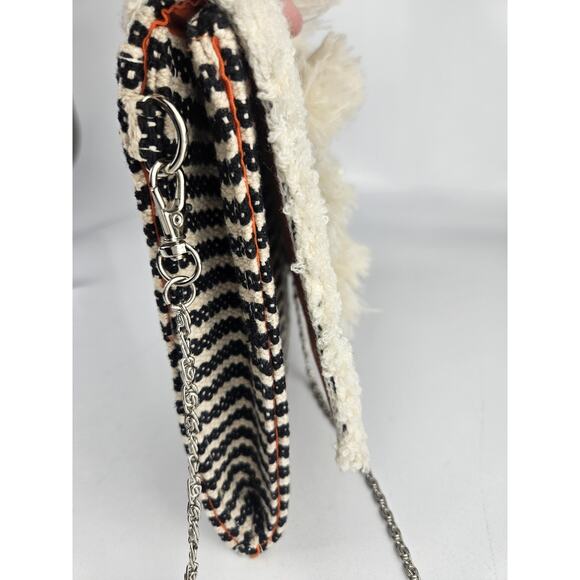 Luisetta Southwest Boho clutch Shoulder Bag w/Strap Orange Black‎ and Cream - Picture 4 of 5